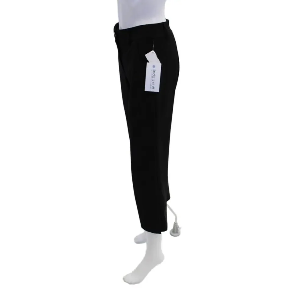 Drew Womens Zipper Fly Mid Rise Pleated Straight Leg Crepe Pants Black Size 0
